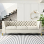 82.7 Velvet 3-Seater Sofa with Gold Metal Legs