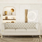82.7 Velvet 3-Seater Sofa with Gold Metal Legs