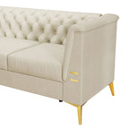 82.7 Velvet 3-Seater Sofa with Gold Metal Legs