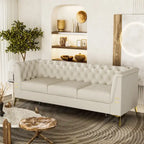 82.7 Velvet 3-Seater Sofa with Gold Metal Legs