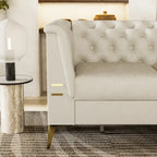 82.7 Velvet 3-Seater Sofa with Gold Metal Legs