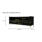 82.7 Velvet 3-Seater Sofa with Gold Metal Legs