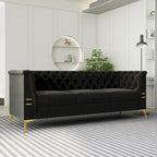 82.7 Velvet 3-Seater Sofa with Gold Metal Legs