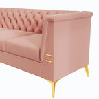 82.7 Velvet 3-Seater Sofa with Gold Metal Legs
