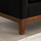 53.5W Elegant Upholstered Bench, Ottoman with Wood Legs & Bolster Pillows for End of Bed, Bedroom, Living Room, Entryway