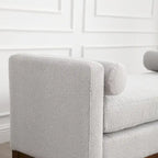 53.5W Elegant Upholstered Bench, Ottoman with Wood Legs & Bolster Pillows for End of Bed, Bedroom, Living Room, Entryway