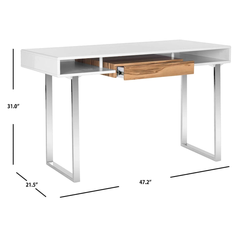 Modern White/ Chrome Computer Desk