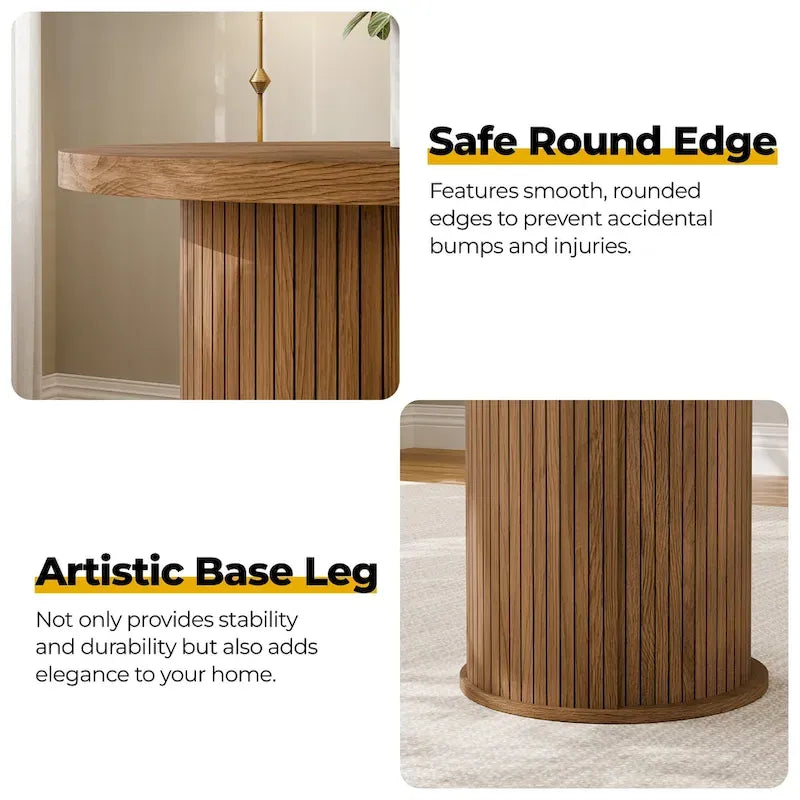 Small Tambour Dining Table with Three-Layer Storage Shelf, 36 Tall Round Bar Table