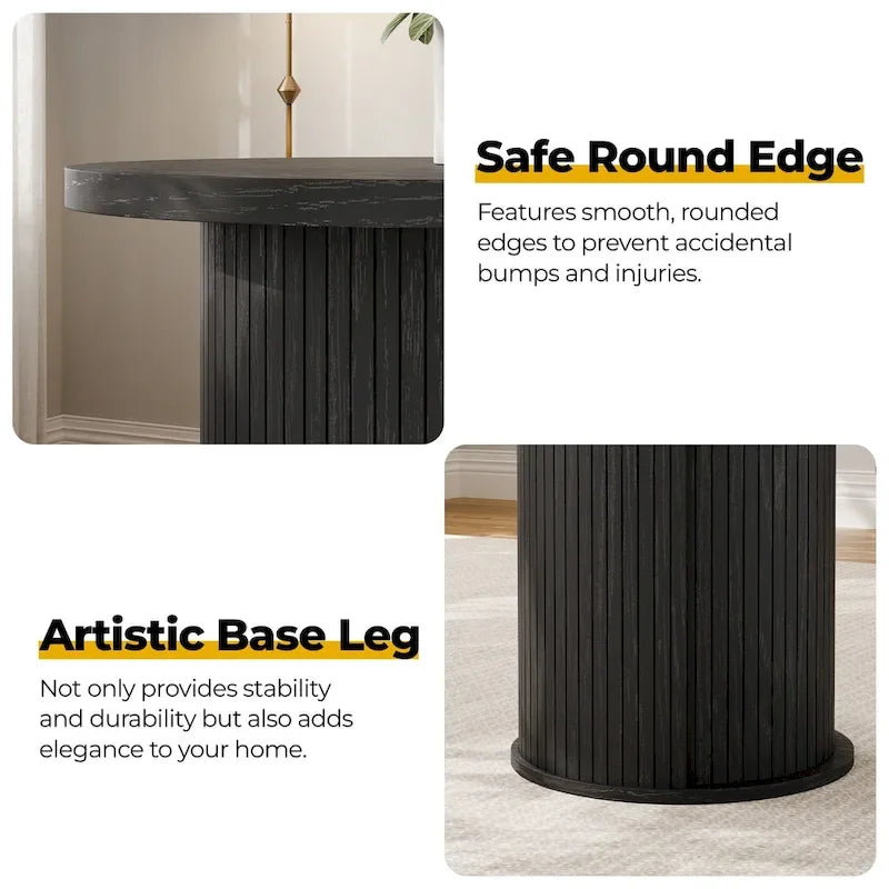 Small Tambour Dining Table with Three-Layer Storage Shelf, 36 Tall Round Bar Table