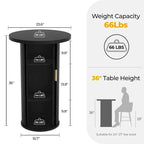 Small Tambour Dining Table with Three-Layer Storage Shelf, 36 Tall Round Bar Table