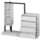 Open Wardrobe Closet with 4 Drawers, 3 Shelves & Hanging Rod Freestanding Wooden Armoire Closet for Bedroom