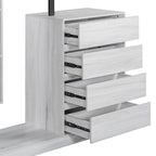 Open Wardrobe Closet with 4 Drawers, 3 Shelves & Hanging Rod Freestanding Wooden Armoire Closet for Bedroom
