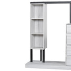 Open Wardrobe Closet with 4 Drawers, 3 Shelves & Hanging Rod Freestanding Wooden Armoire Closet for Bedroom