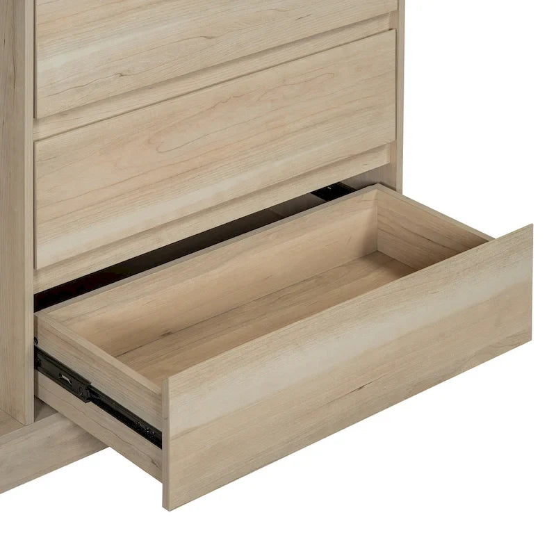 Open Wardrobe Closet with 4 Drawers, 3 Shelves & Hanging Rod Freestanding Wooden Armoire Closet for Bedroom