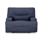 Wide Seat Power Recliner Chair, Soft Navy Blue Polyester