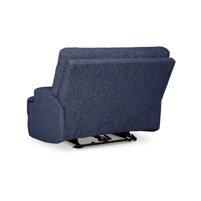 Wide Seat Power Recliner Chair, Soft Navy Blue Polyester
