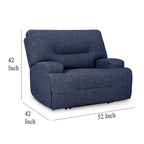Wide Seat Power Recliner Chair, Soft Navy Blue Polyester