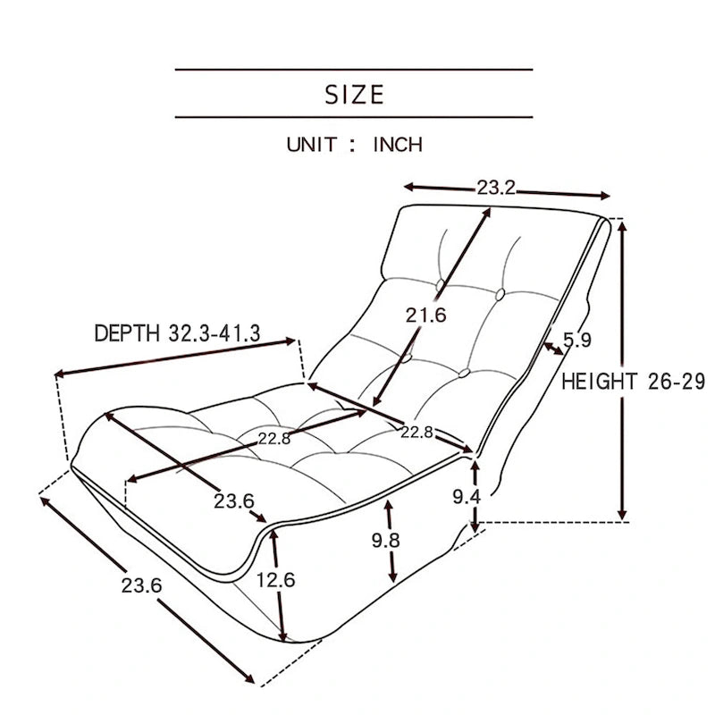 Tatami Balcony Japanese Reclining Chair - 41.30 x 23.60 x 29.00