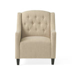 Elaine Light Beige Tufted Fabric Club Chair with Ottoman