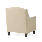 Elaine Light Beige Tufted Fabric Club Chair with Ottoman