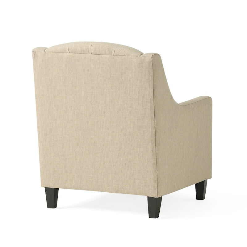 Elaine Light Beige Tufted Fabric Club Chair with Ottoman