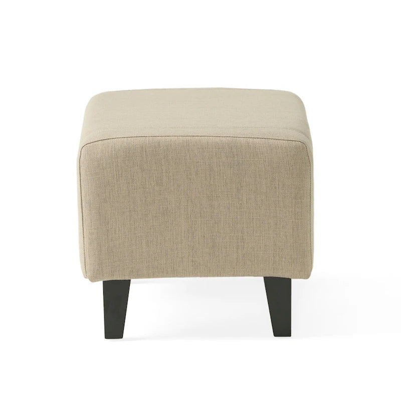Elaine Light Beige Tufted Fabric Club Chair with Ottoman