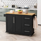 Kitchen Island Cart with Two Door Cabinet and Three Drawers