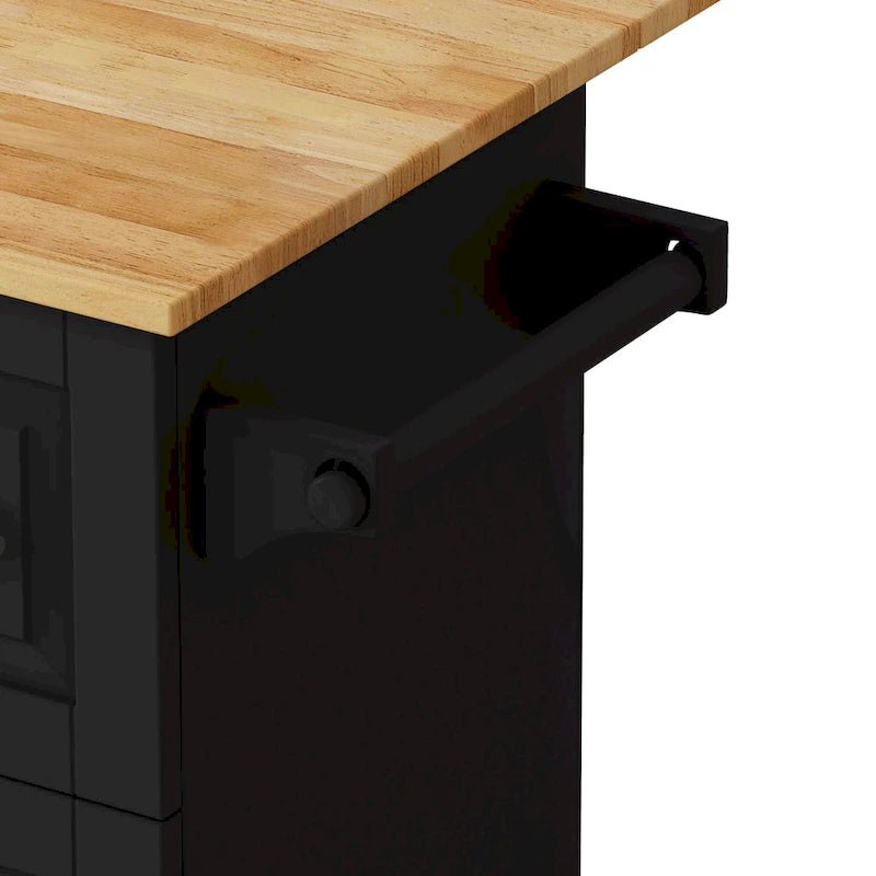 Kitchen Island Cart with Two Door Cabinet and Three Drawers
