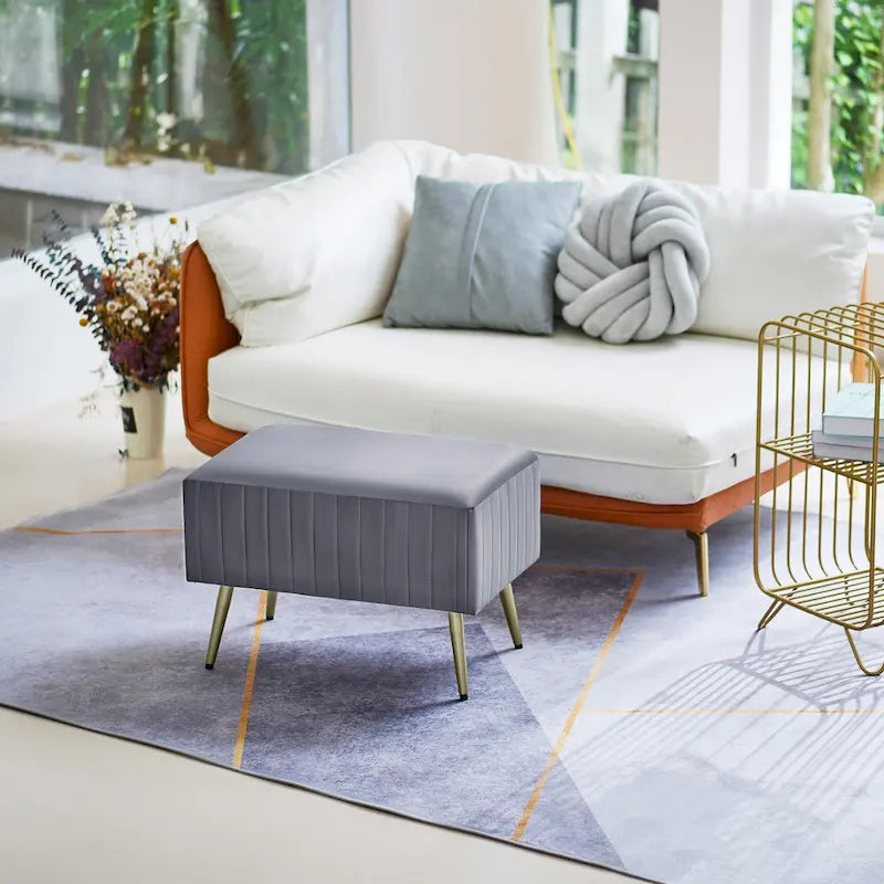 24 Modern Upholstered Entryway Bench with Padded Velvet Seat