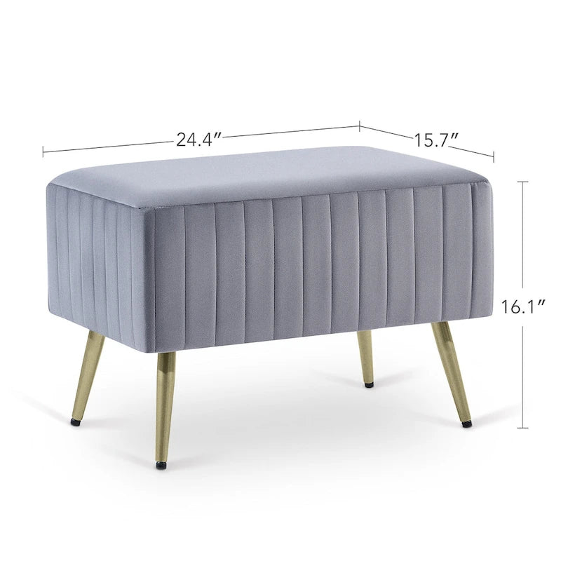 24 Modern Upholstered Entryway Bench with Padded Velvet Seat