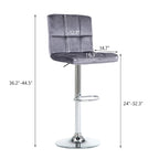 Faux Leather or Velvet Upholstered Adjustable Barstools Counter Bar Pub Height Stools set of 2