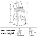 Bar Stools 24 Inches Metal bar stools with backs