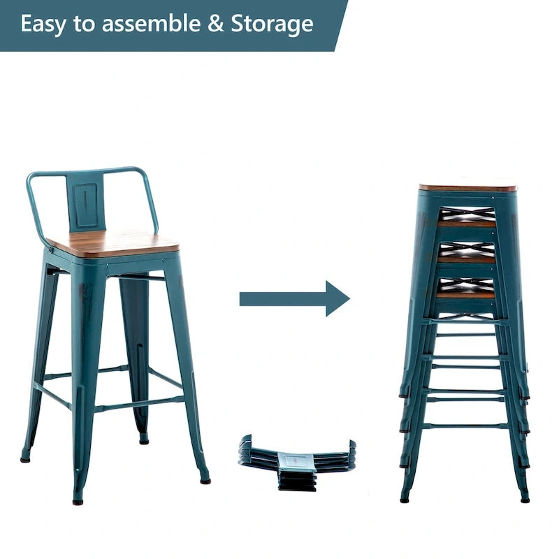 Bar Stools 24 Inches Metal bar stools with backs