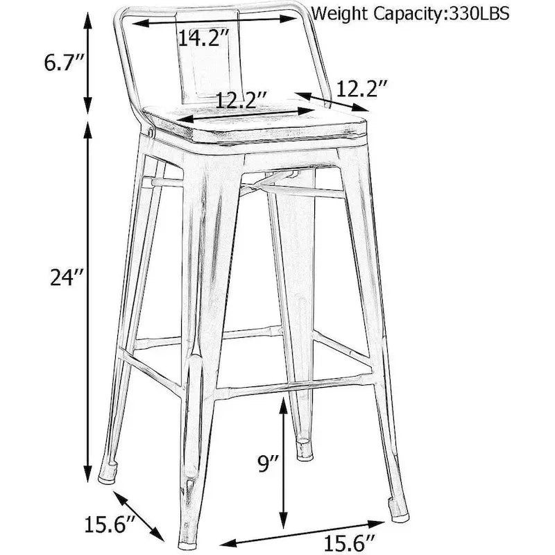 Bar Stools 24 Inches Metal bar stools with backs