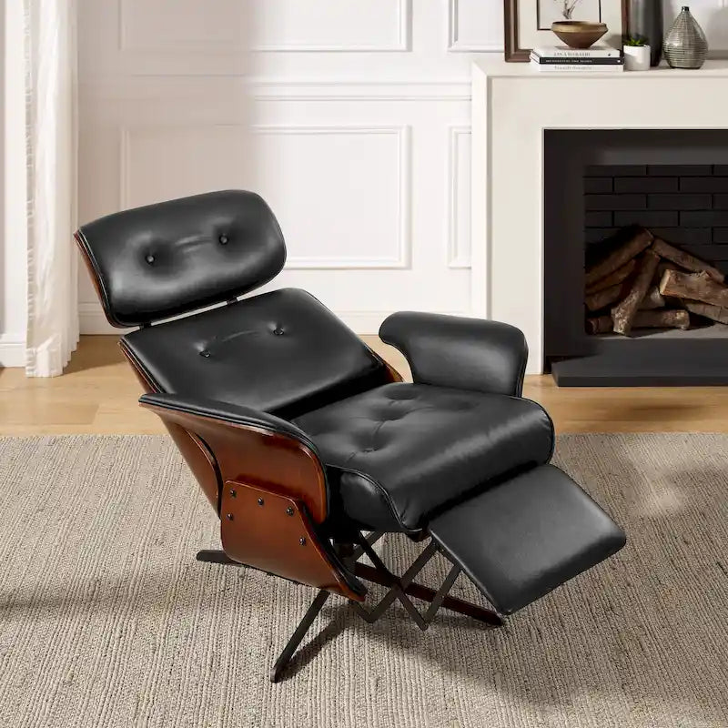 Mid-century Modern Faux Leather Lounge Chair Recliner