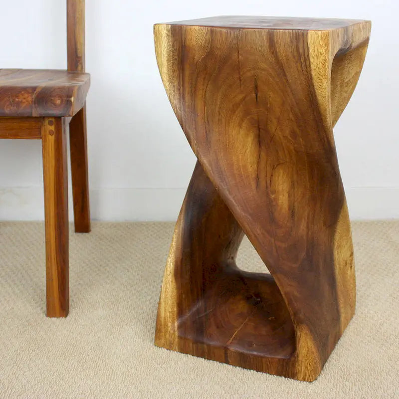 Original Wood Twist Stool 12 X 12 X 23 In High Walnut Oil - 12 x 12 x 23