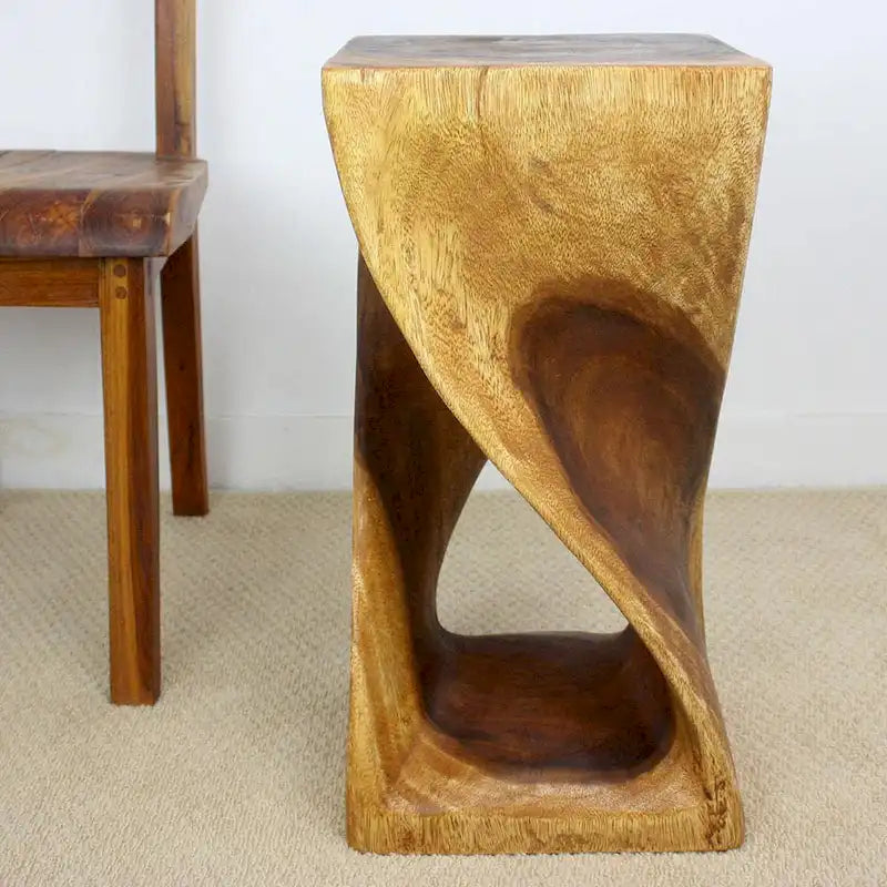 Original Wood Twist Stool 12 X 12 X 23 In High Walnut Oil - 12 x 12 x 23