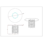 Round Glass Table with Steel & Golden Cluster Design Base