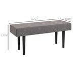 39 End of Bed Bench, Upholstered Entryway Bench with Steel Legs, Bedroom Bench, Gray
