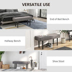 39 End of Bed Bench, Upholstered Entryway Bench with Steel Legs, Bedroom Bench, Gray