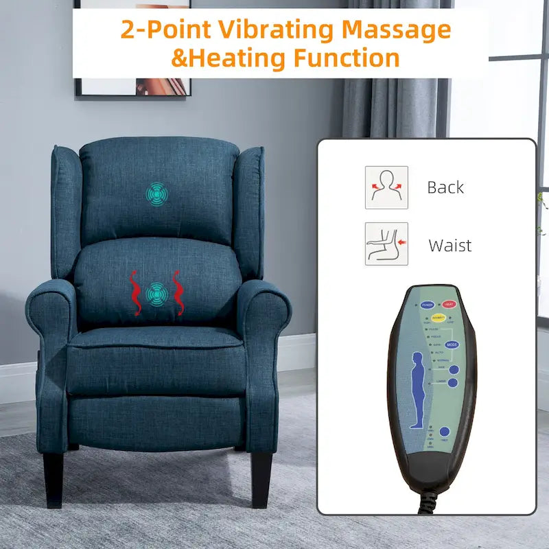 Heated Vibrating Massage Chair,Accent Sofa Upholstered Massage Recliner Chair Push-back with Remote Controller