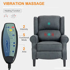 Heated Vibrating Massage Chair,Accent Sofa Upholstered Massage Recliner Chair Push-back with Remote Controller
