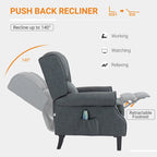 Heated Vibrating Massage Chair,Accent Sofa Upholstered Massage Recliner Chair Push-back with Remote Controller