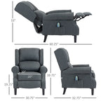 Heated Vibrating Massage Chair,Accent Sofa Upholstered Massage Recliner Chair Push-back with Remote Controller