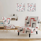 Multicolor Trendy Geometric  Upholstered Patterned Accent Chair and Arm Chair