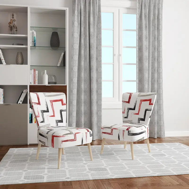 Multicolor Trendy Geometric  Upholstered Patterned Accent Chair and Arm Chair