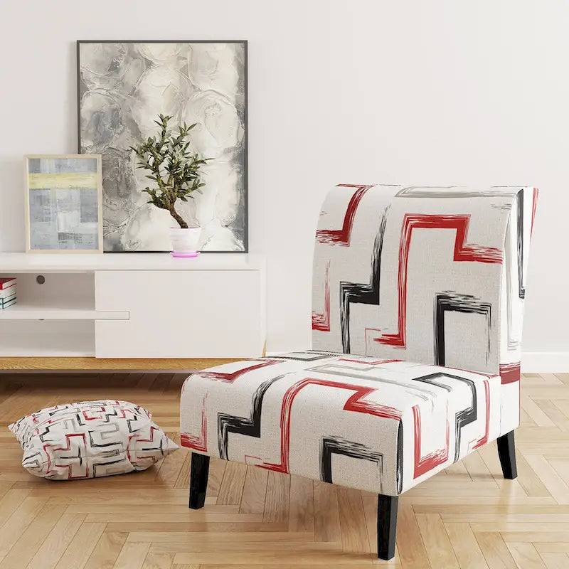 Multicolor Trendy Geometric  Upholstered Patterned Accent Chair and Arm Chair