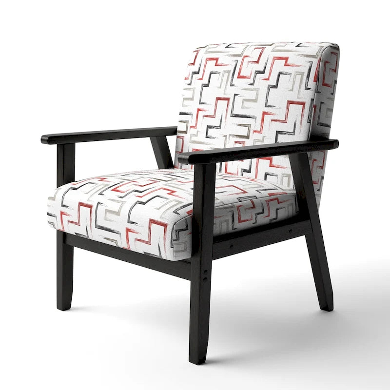 Multicolor Trendy Geometric  Upholstered Patterned Accent Chair and Arm Chair