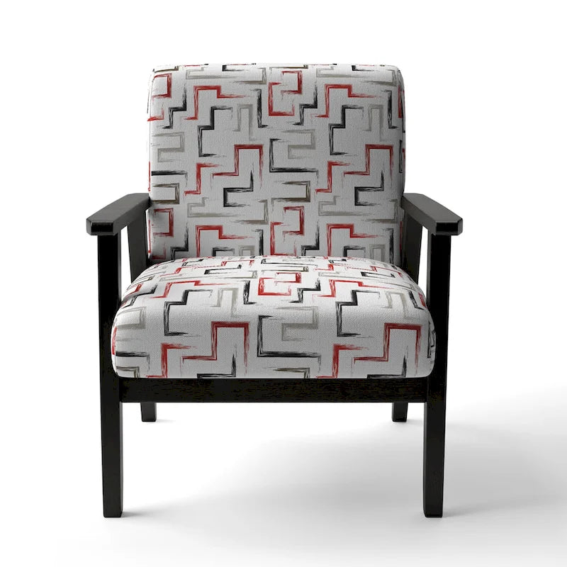 Multicolor Trendy Geometric  Upholstered Patterned Accent Chair and Arm Chair
