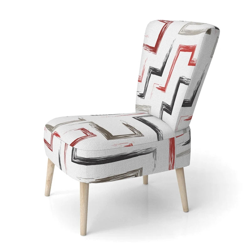 Multicolor Trendy Geometric  Upholstered Patterned Accent Chair and Arm Chair
